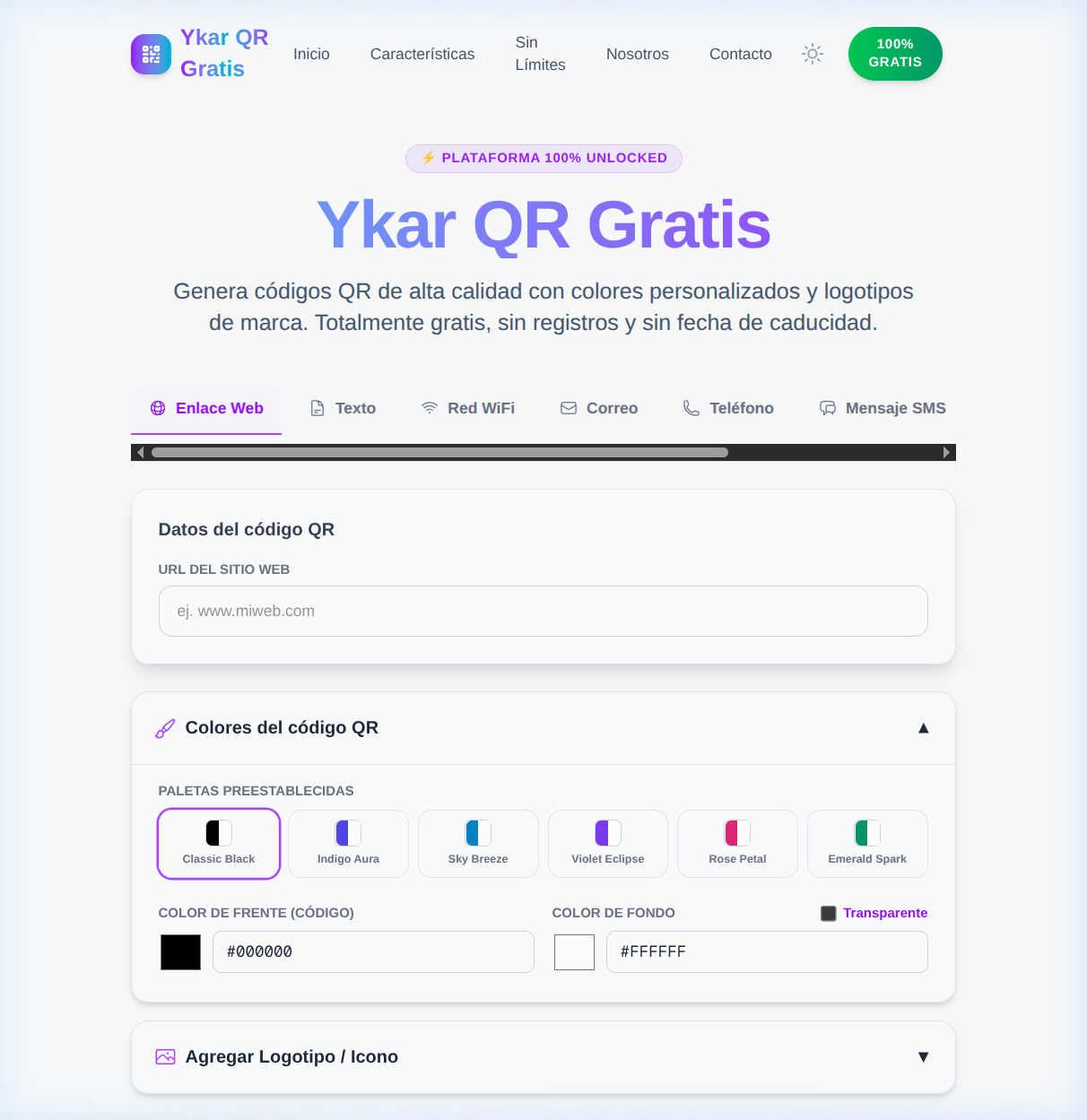 Captura de pantalla de la interfaz de Ykar QR Gratis