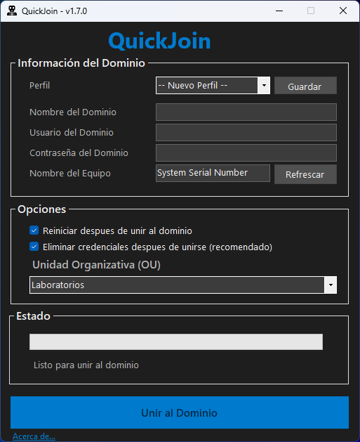 Captura de QuickJoin AD