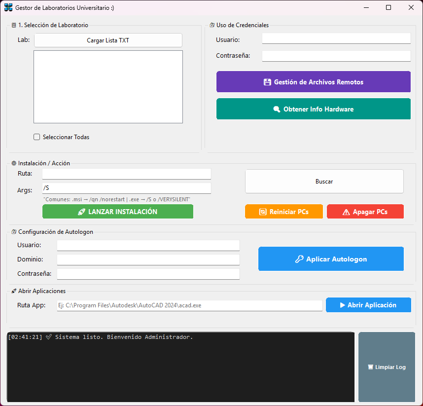 Captura de UniLabManager
